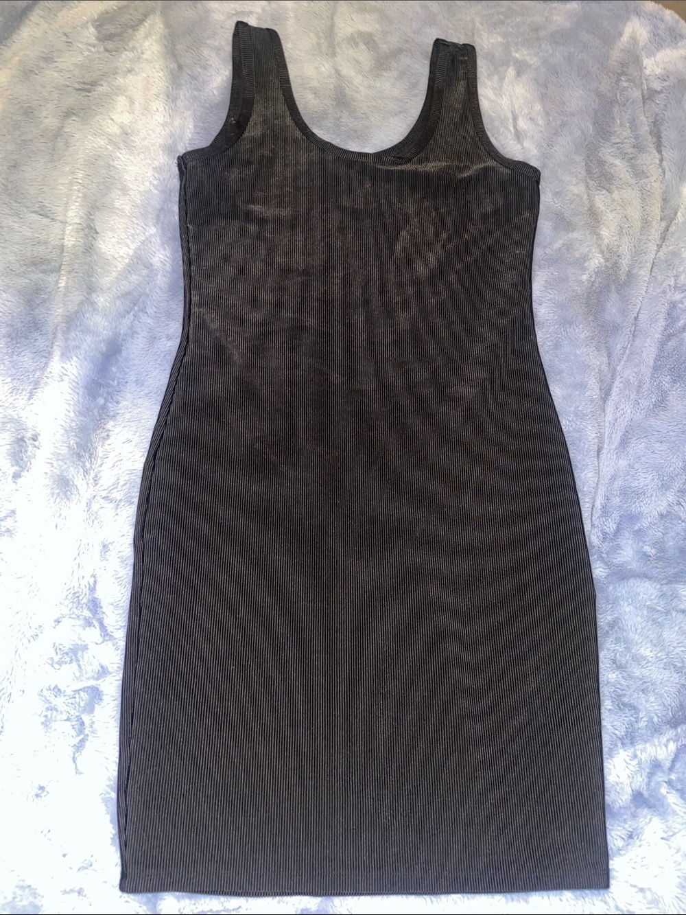 Fashion Nova Black Ribbed Tank Bodycon Dress